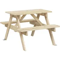 vidaXL Table de pique-nique pour 4 enfants avec trou pour parapluie Sapin massif