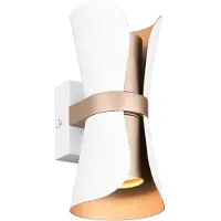 TRIO Applique décorative COAT blanc et marron, 2xGU10x10W, métal, dim. : 21x10x11 cm, IP20,