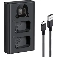 K&F Concept NP-FW50 Chargeur double batterie USB-C avec écran