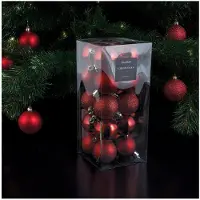 Party Deco Bombki Czerwone 20 szt. Nietłukące 4 cm Komplet Mat/Błysk/Brokat Dekor (20 pcs)