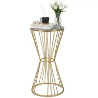 Dmora Agness - Table basse, 40x40x80h cm or or, Porte-revues
