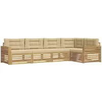 vidaXL Ensemble de salon de jardin 5 pièces, blanc et beige, , dimensions : 331 x 172,5 x 73 cm