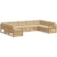 Syfax Ensemble de canapés d'extérieur 9 pc Blanc et Beige