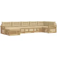 vidaXL Ensemble de canapés d'extérieur avec coussins, 7 pièces, blanc et beige