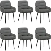 vidaXL - 6 chaises de salle à manger en velours (V), gris foncé, 59 x 59,5 x 90 cm