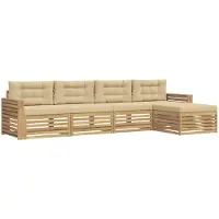 vidaXL Ensemble de salon de jardin 5 pièces, blanc et beige
