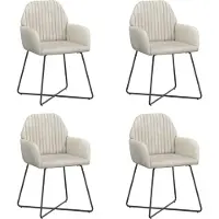 vidaXL - 4 chaises de salle à manger, velours, couleur crème, 55 x 50 x 84 cm