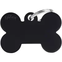 My Family Bone Aluminium ID Dog Tag noir, 3.7x3.2cm (1 pc) (Chien)