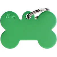 My Family Étiquette d'identification pour chien Bone Aluminium vert, 3.8x2.5cm (1 pc) (Chien)