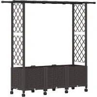vidaXL Jardinière surélevée avec treillis et toit, couleur marron, 162,5 x 40 x 142 cm, en PP