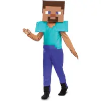 Minecraft Steve Luxury Junior Costume Violet 4-6 Years Enfants