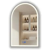 Artforma Miroir de salle de bain LED , forme incurvée, 70 x 100 cm, argenté, avectactile et traitement anti-buée