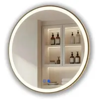 Artforma Miroir de salle de bain rond LED, 60 cm, doré, avectactile et traitement anti-buée