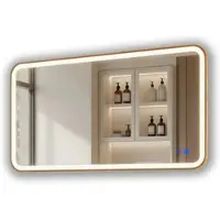 Artforma Miroir de salle de bain LED rectangulaire 120 x 70 cm, doré, avectactile et traitement anti-buée