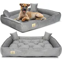 AIO Factory Lit pour chien, parc, 130x105 cm, velours gris