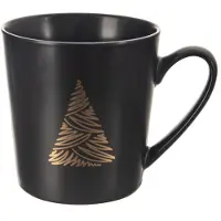 Orion Mug en porcelaine noir à motif sapin de Noël, 500 ml