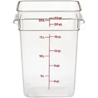 Cambro Conteneur de stockage alimentaire carré Camwear en polycarbonate, 22 litres, Pack de 1