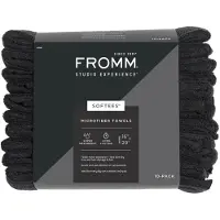 Fromm Serviettes de salon en microfibre Softees pour coiffeurs, barbiers, spas, salles de sport, en noir, 40,6 x 73,7 cm, 10 unit s. Serviette de