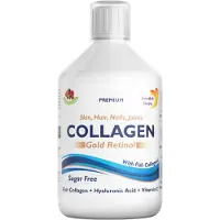 Swedish Nutra Collagen Gold Retinol - pour des cheveux, une peau, des ongles et des articulations sains - sans sucre - Peptide pur & acide hyaluronique - 500 ml
