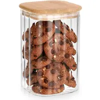 By Lille Vilde | Bocal à provisions - Transparent - 1,1 L - Avec Couvercle Et Joint - Rangement Cuisine
