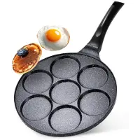 By Lille Vilde | Poêle - Poêle à oeufs - Ø 26 cm - Noir - Revêtement granit - 7 alvéoles pour des oeufs parfaits