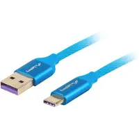 Lanberg Premium Câble USB 2.0 Type-C(M) - A(M) 0,5m bleu 5A