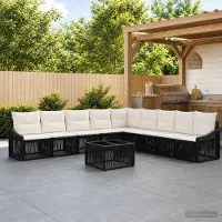Prolenta Maison Exclusive - Ensemble de canapés de jardin, 10 pièces, 9 places, noir, en résine tressée (poly-rattan)