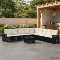Prolenta Maison Exclusive - Ensemble de canapés de jardin, 10 pièces, 9 places, noir et crème