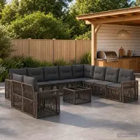 Prolenta Maison Exclusive - Ensemble de canapés de jardin, 11 pièces, 10 places, gris et gris foncé