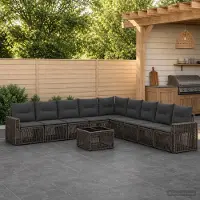 Prolenta Maison Exclusive - Ensemble de canapés de jardin, 10 pièces, 9 places, gris et gris foncé, en résine tressée (poly-rattan)