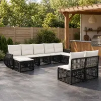 Prolenta Maison Exclusive - Ensemble de canapés de jardin, 9 pièces, 9 places, noir et crème