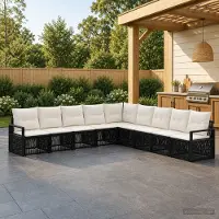 Prolenta Maison Exclusive - Ensemble de canapés de jardin, 9 pièces, 9 places, en résine tressée noire