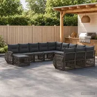 Prolenta Maison Exclusive - Ensemble de canapés de jardin, 12 pièces, gris, en résine tressée