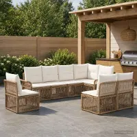 Prolenta Maison Exclusive - Ensemble de canapés de jardin, 8 pièces, 8 places, beige, en résine tressée