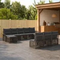 Prolenta Maison Exclusive - Ensemble de canapés de jardin, 10 pièces, gris, en résine tressée