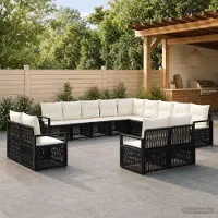 Prolenta Maison Exclusive - Ensemble de canapés de jardin, 13 pièces, 13 places, en résine tressée noire
