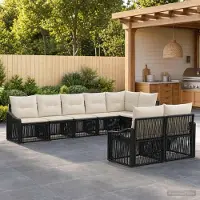 Prolenta Maison Exclusive - Ensemble de canapés de jardin, 8 pièces, 8 places, en résine tressée noire