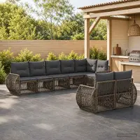 Prolenta Maison Exclusive - Ensemble de canapés de jardin, 8 pièces, 8 places, gris et gris foncé, en résine tressée (poly-rattan)