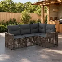 Prolenta Maison Exclusive - Ensemble de canapés de jardin, 4 pièces, 4 places, gris et gris foncé, en résine tressée (poly-rattan)