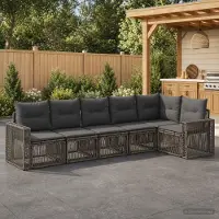 Prolenta Maison Exclusive - Ensemble de canapés de jardin pour 6 personnes, composé de 6 pièces, en résine tressée grise et gris foncé