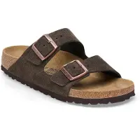 Birkenstock pour femme. 1027083 Sandales en Cuir Arizona (Coupe Étroite) marron (39), Plat, Boucle, Casuel