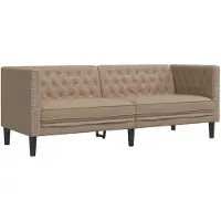 vidaXL Canapé Chesterfield 3 places Cappuccino similicuir