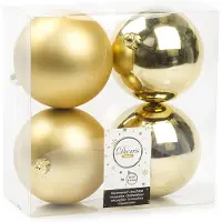 Décoris Boules de Noël en plastique 10cm 4 pièces - or clair