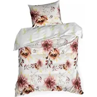 Eurofirany Literie Fleurs blanc 140x200 double face + 1x taie d'oreiller 70x80 double face