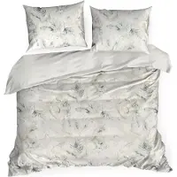Eurofirany | Linge de lit - Parure de lit - 220 x 200 cm - beige crème - Literie - 100 % coton - Motif à feuilles