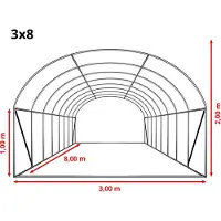 TOOLPORT Serre de Jardin Serre Tunnel Plastique Robuste 3x8m - Bâche PE 180g/m² blanc transparent