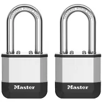 Master Lock Elite¿ Cadenas innovant nouvelle génération, en acier laminé haute résistance de 45 mm - anse en acier au bore trempé de 38 mm - 2 clés - Pack de 2