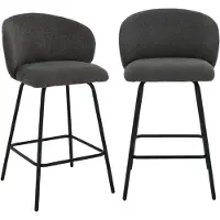 CALICOSY - Lot de 2 tabourets en tissu chiné et pieds en métal SORREL