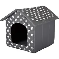 Famanu Niche pour chien - toit amovible - grise - pieds - pour l'intérieur et l'extérieur - 52 x 46 x 53 cm - niche pour animaux - niche pour chien