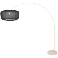Steinhauer Lampe à arc brun sable Vela Lino avec teinte noire Ø60cm